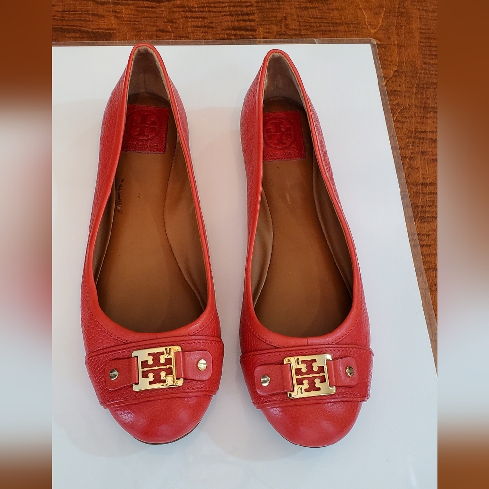 Tory Burch Coral Red Ballet Flats